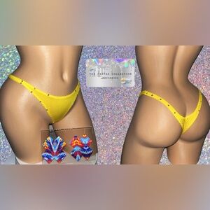 EXOTIC/ STRIPPER/ RAVE WEAR:BEDAZZLED 1 PIECE THONG & NIPPLE COVER SET